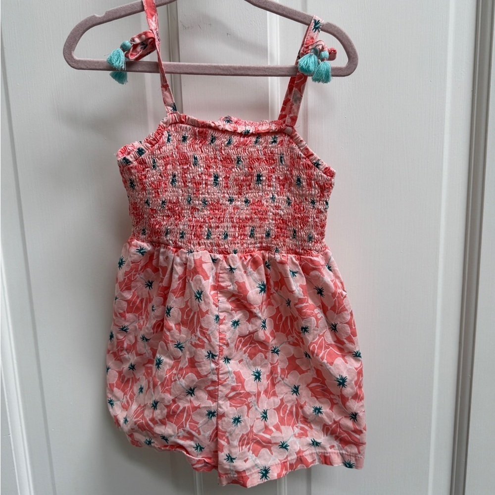 NWOT Tommy Bahama 3T Girls Pink Cami Romper with Smocked Bodice